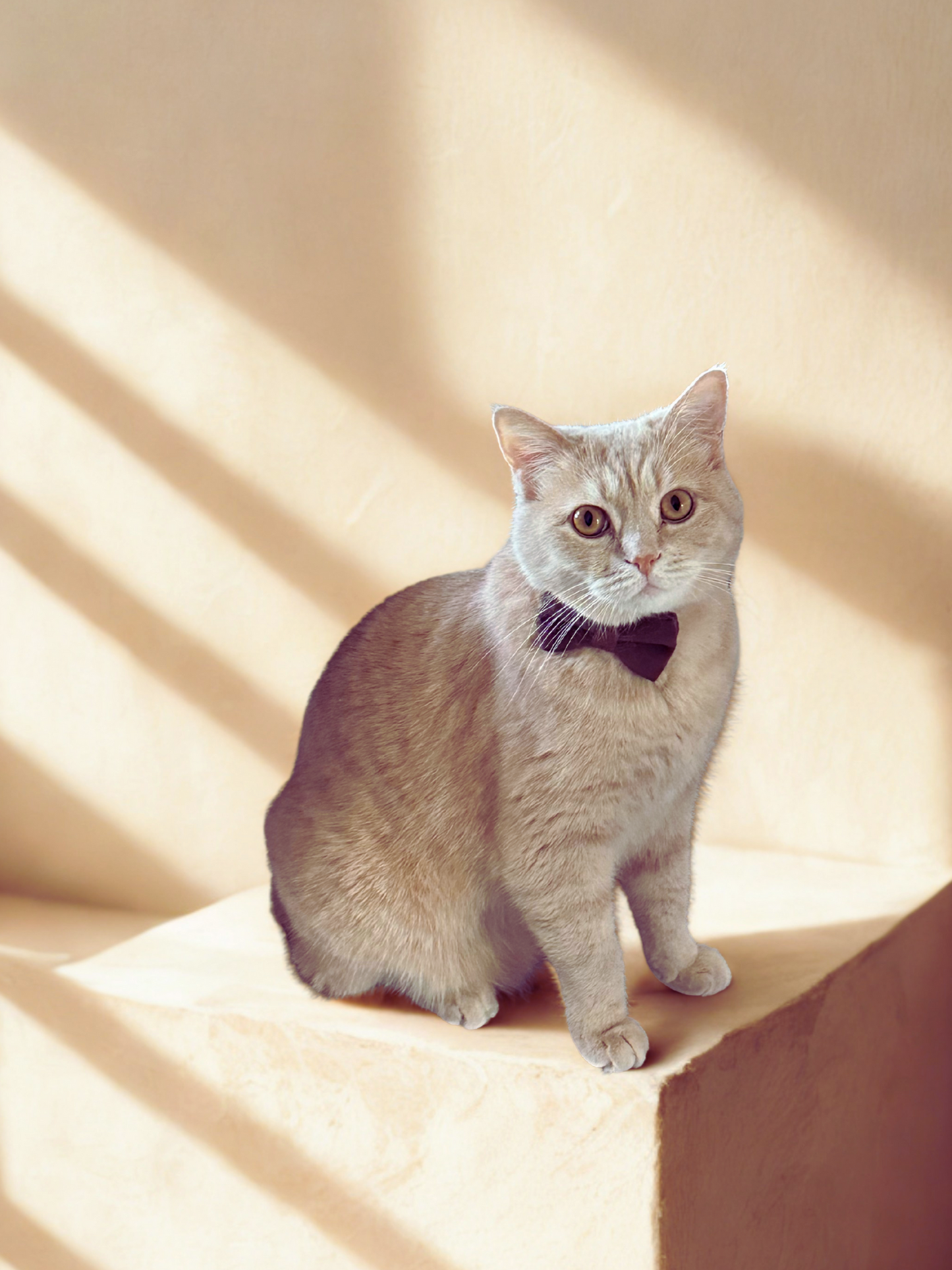 Velvet Collar and Bowtie Set - Espresso Brown