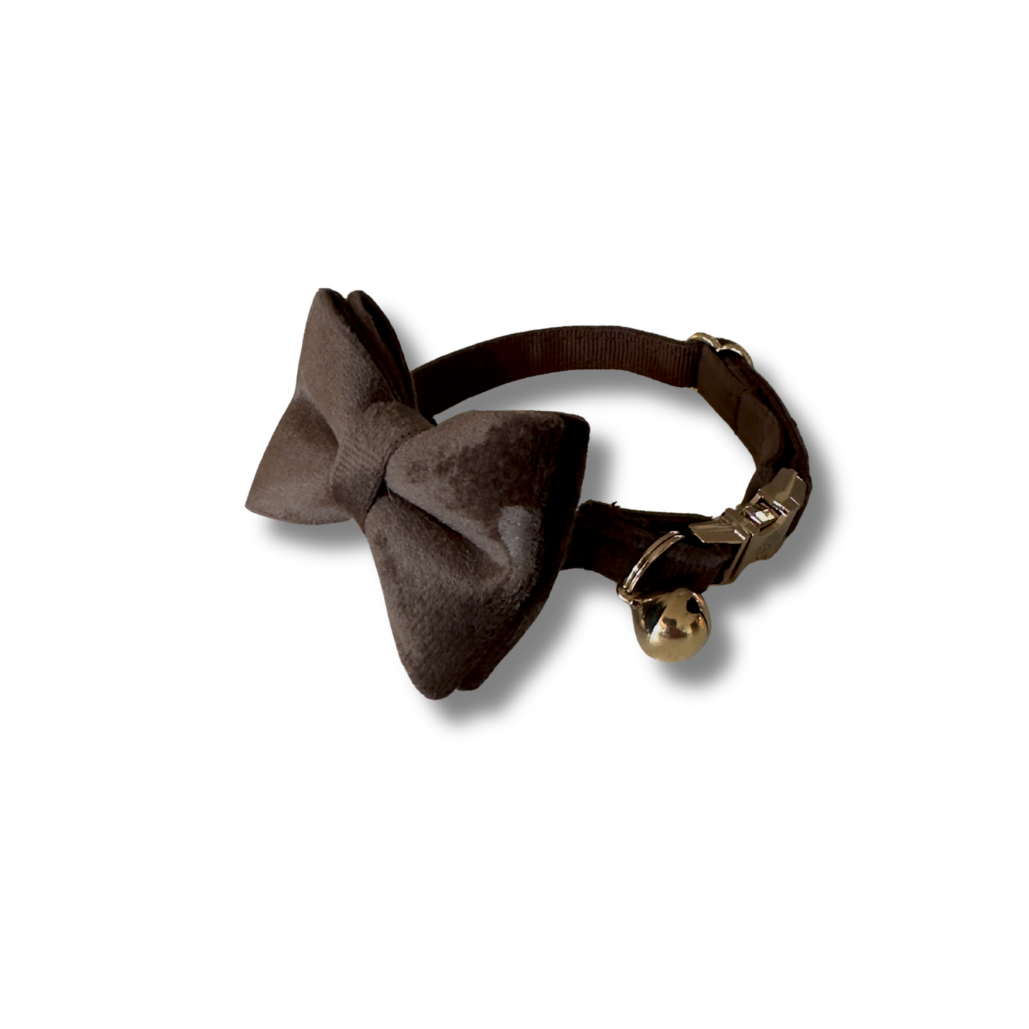 Velvet Collar and Bowtie Set - Espresso Brown