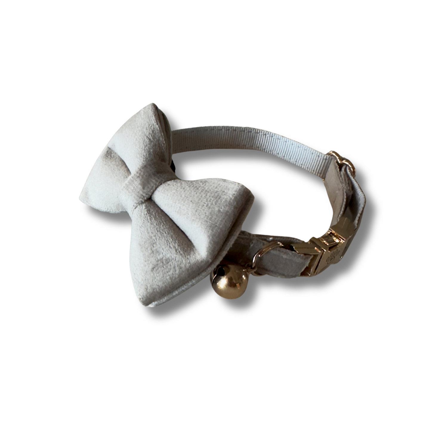Velvet Cat Collar and Bowtie Set - Mist Gray