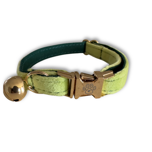 Velvet Cat Collar and Bowtie Set - Fresh Lime Green
