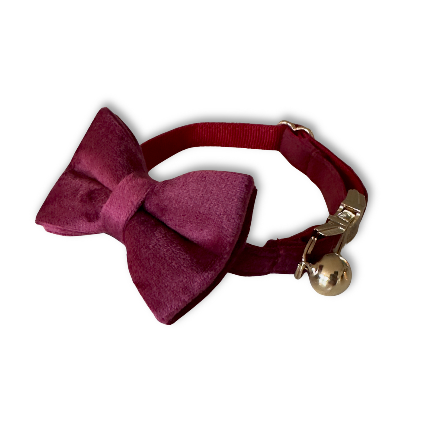 Velvet Cat Collar and Bowtie Set  — Classic Red